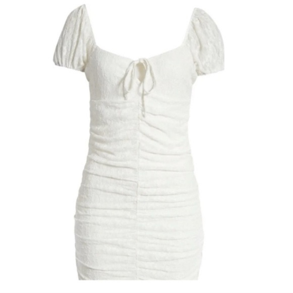 Nordstrom BP White small ruched lace midi dress